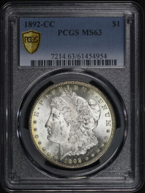 Obverse of this 1892-CC Morgan Dollar PCGS MS-63