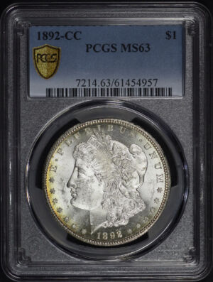 Obverse of this 1892-CC Morgan Dollar PCGS MS-63