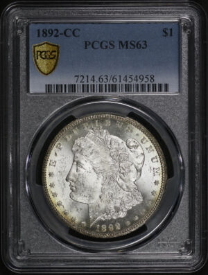 Obverse of this 1892-CC Morgan Dollar PCGS MS-63