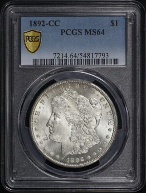 Obverse of this 1892-CC Morgan Dollar PCGS MS-64