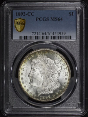 Obverse of this 1892-CC Morgan Dollar PCGS MS-64