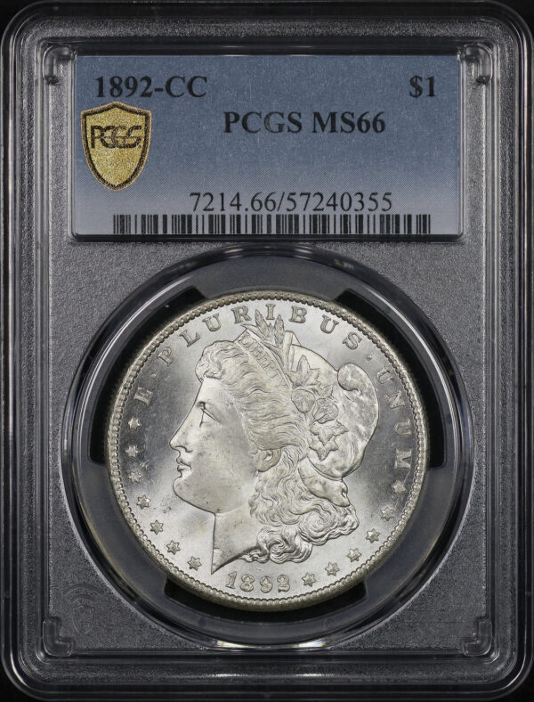 Obverse of this 1892-CC Morgan Dollar PCGS MS-66