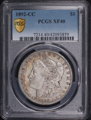 Obverse of this 1892-CC Morgan Dollar PCGS XF-40