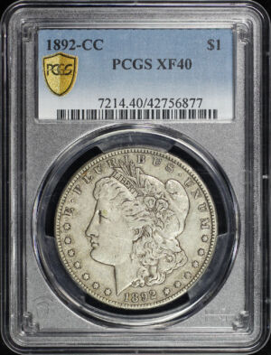 Obverse of this 1892-CC Morgan Dollar PCGS XF-40