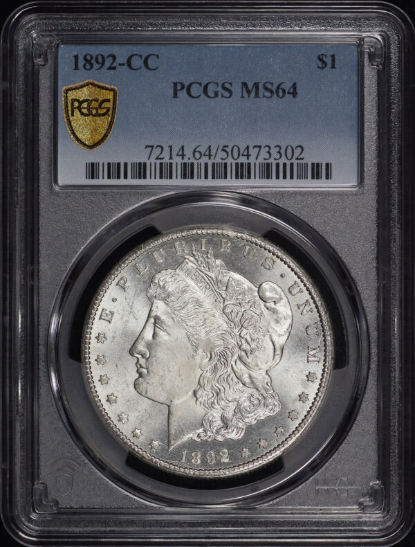 Obverse of this 1892-CC Morgan Dollar PCGS MS-64