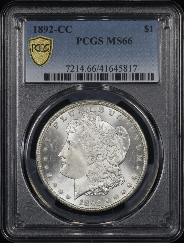 Obverse of this 1892-CC Morgan Dollar PCGS MS-66