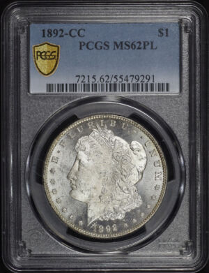 Obverse of this 1892-CC Morgan Dollar PCGS MS-62 PL