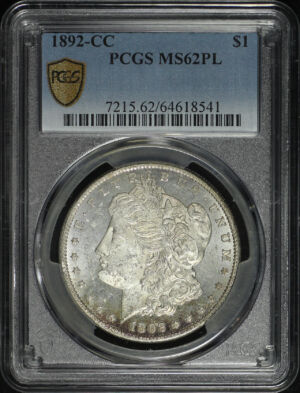 Obverse of this 1892-CC Morgan Dollar PCGS MS-62 PL