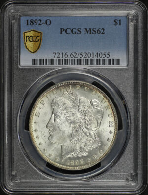 Obverse of this 1892-O Morgan Dollar PCGS MS-62