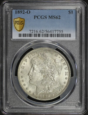 Obverse of this 1892-O Morgan Dollar PCGS MS-62