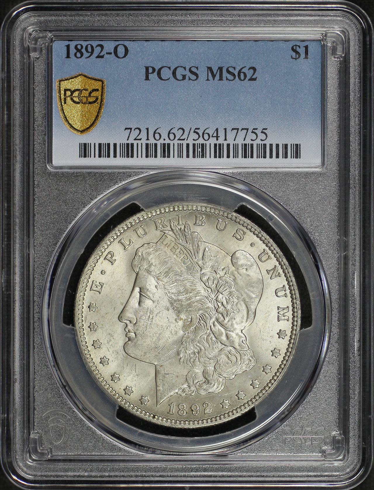 Obverse of this 1892-O Morgan Dollar PCGS MS-62