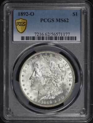 Obverse of this 1892-O Morgan Dollar PCGS MS-62
