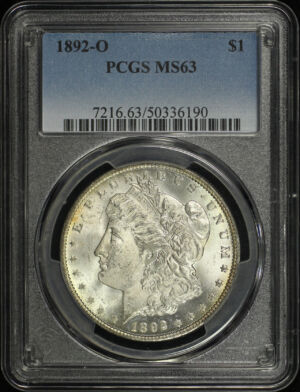 Obverse of this 1892-O Morgan Dollar PCGS MS-63