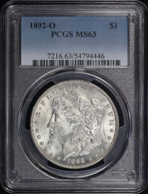 Obverse of this 1892-O Morgan Dollar PCGS MS-63