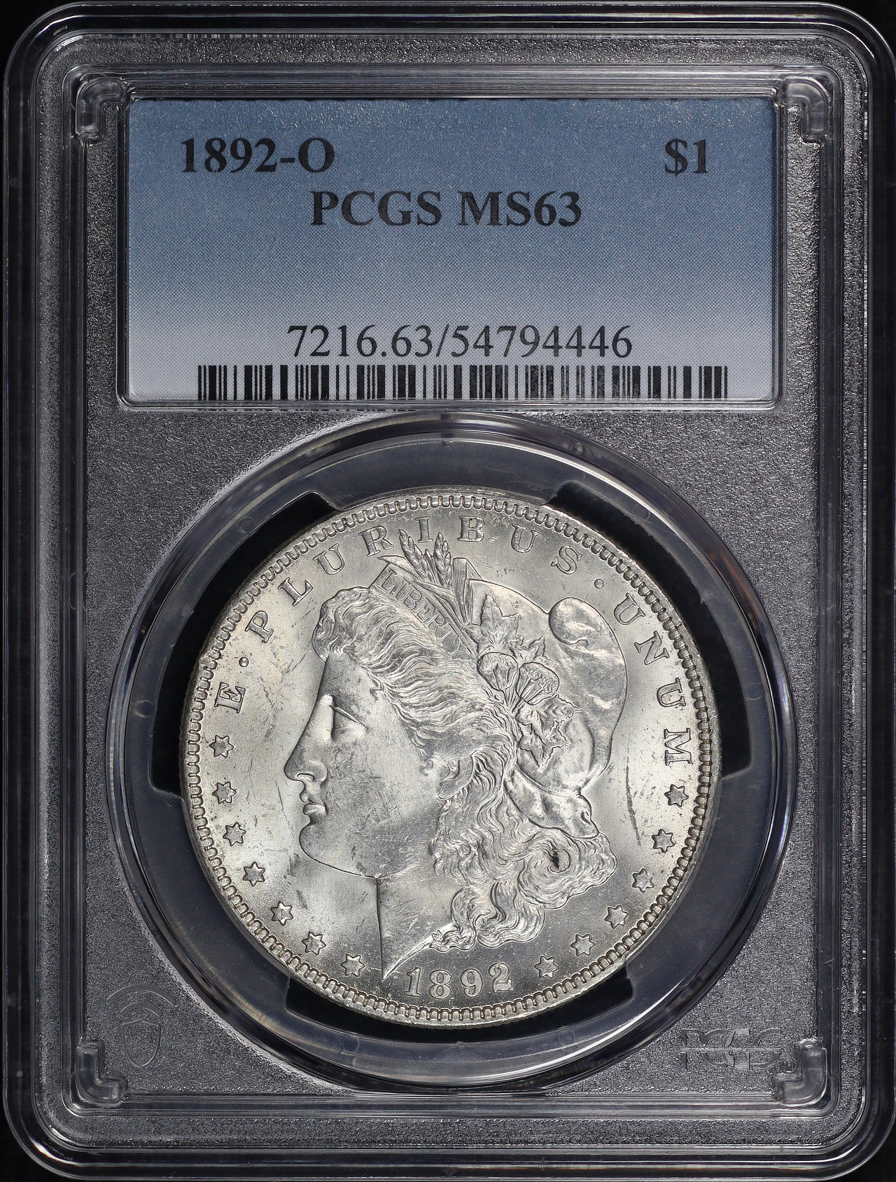 Obverse of this 1892-O Morgan Dollar PCGS MS-63