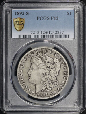 Obverse of this 1892-S Morgan Dollar PCGS F-12
