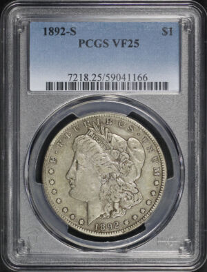 Obverse of this 1892-S Morgan Dollar PCGS VF-25