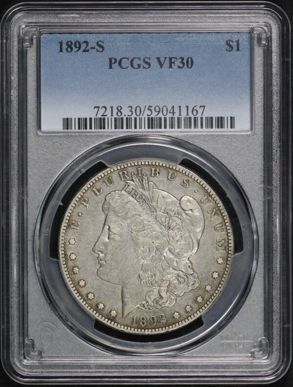 Obverse of this 1892-S Morgan Dollar PCGS VF-30
