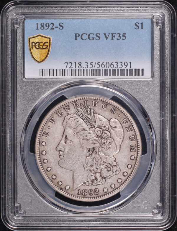 Obverse of this 1892-S Morgan Dollar PCGS VF-35