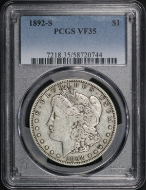 Obverse of this 1892-S Morgan Dollar PCGS VF-35