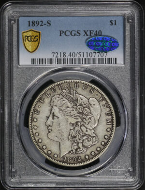 Obverse of this 1892-S Morgan Dollar PCGS XF-40 CAC