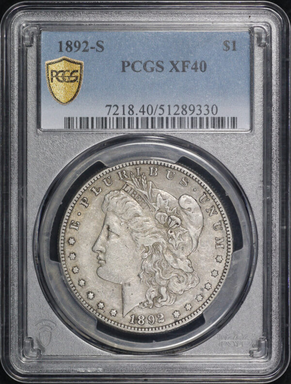 Obverse of this 1892-S Morgan Dollar PCGS XF-40