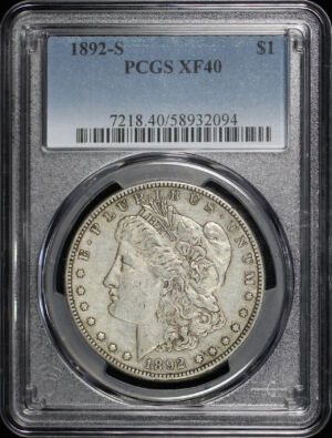 Obverse of this 1892-S Morgan Dollar PCGS XF-40