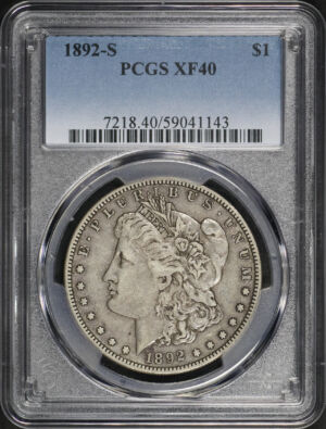 Obverse of this 1892-S Morgan Dollar PCGS XF-40