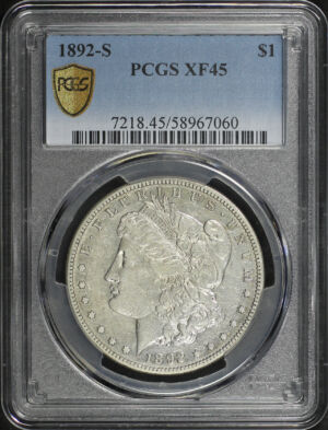 Obverse of this 1892-S Morgan Dollar PCGS XF-45