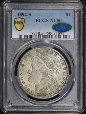 Obverse of this 1892-S Morgan Dollar PCGS AU-50 CAC