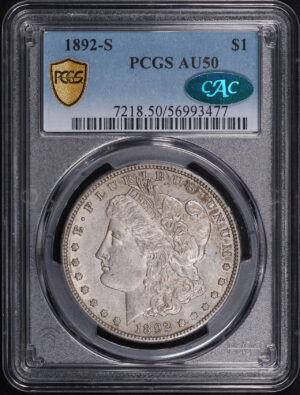 Obverse of this 1892-S Morgan Dollar PCGS AU-50 CAC