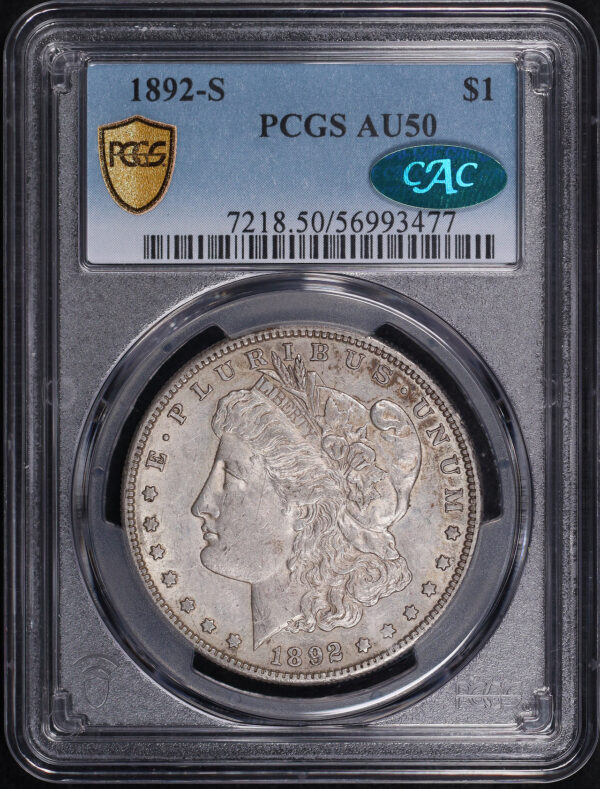 Obverse of this 1892-S Morgan Dollar PCGS AU-50 CAC