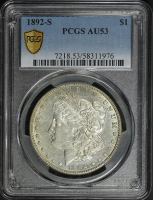 Obverse of this 1892-S Morgan Dollar PCGS AU-53