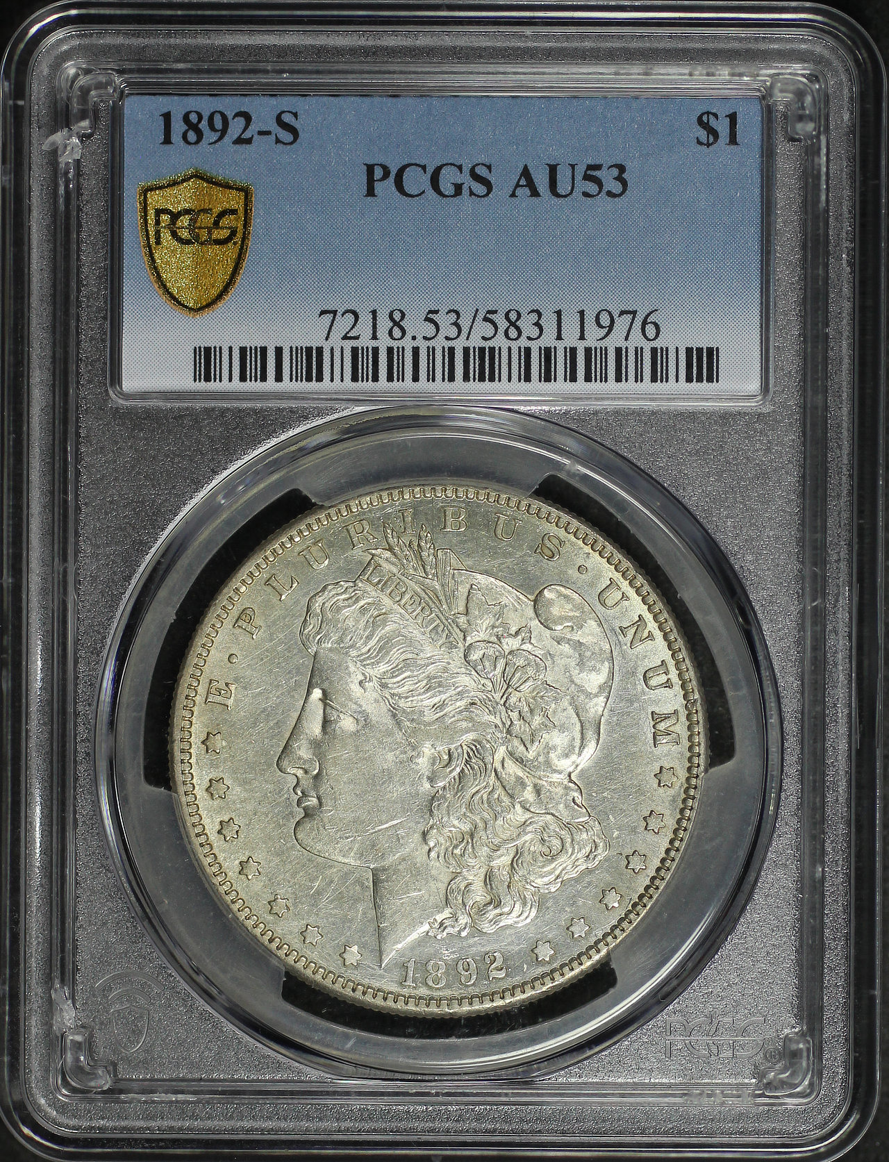 Obverse of this 1892-S Morgan Dollar PCGS AU-53