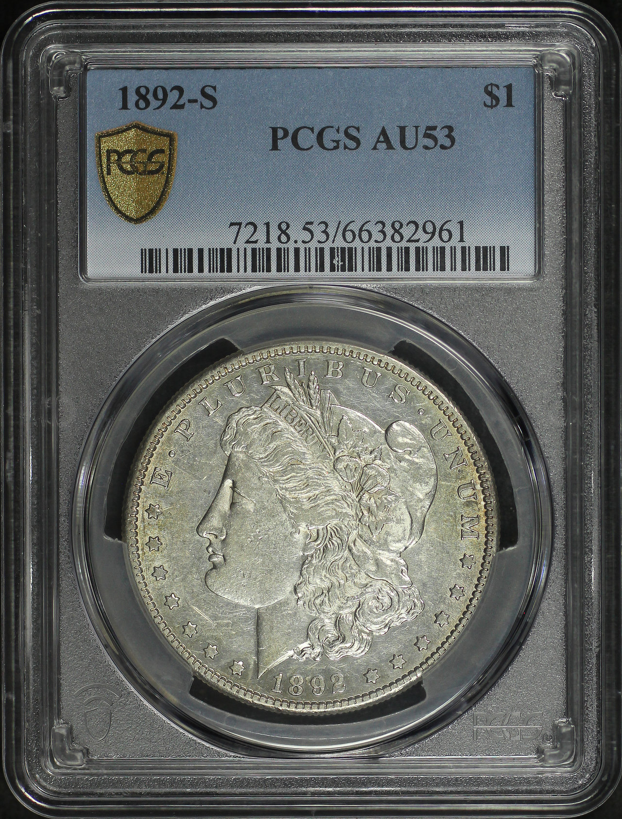 Obverse of this 1892-S Morgan Dollar PCGS AU-53