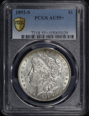 Obverse of this 1892-S Morgan Dollar PCGS AU-55+