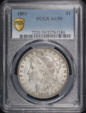 Obverse of this 1893 Morgan Dollar PCGS AU-50