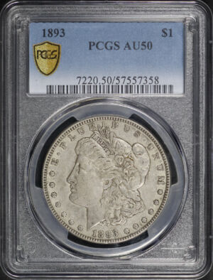 Obverse of this 1893 Morgan Dollar PCGS AU-50