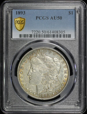 Obverse of this 1893 Morgan Dollar PCGS AU-50