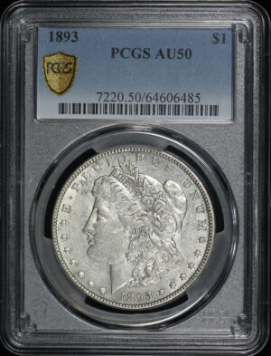 Obverse of this 1893 Morgan Dollar PCGS AU-50
