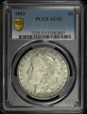 Obverse of this 1893 Morgan Dollar PCGS AU-53