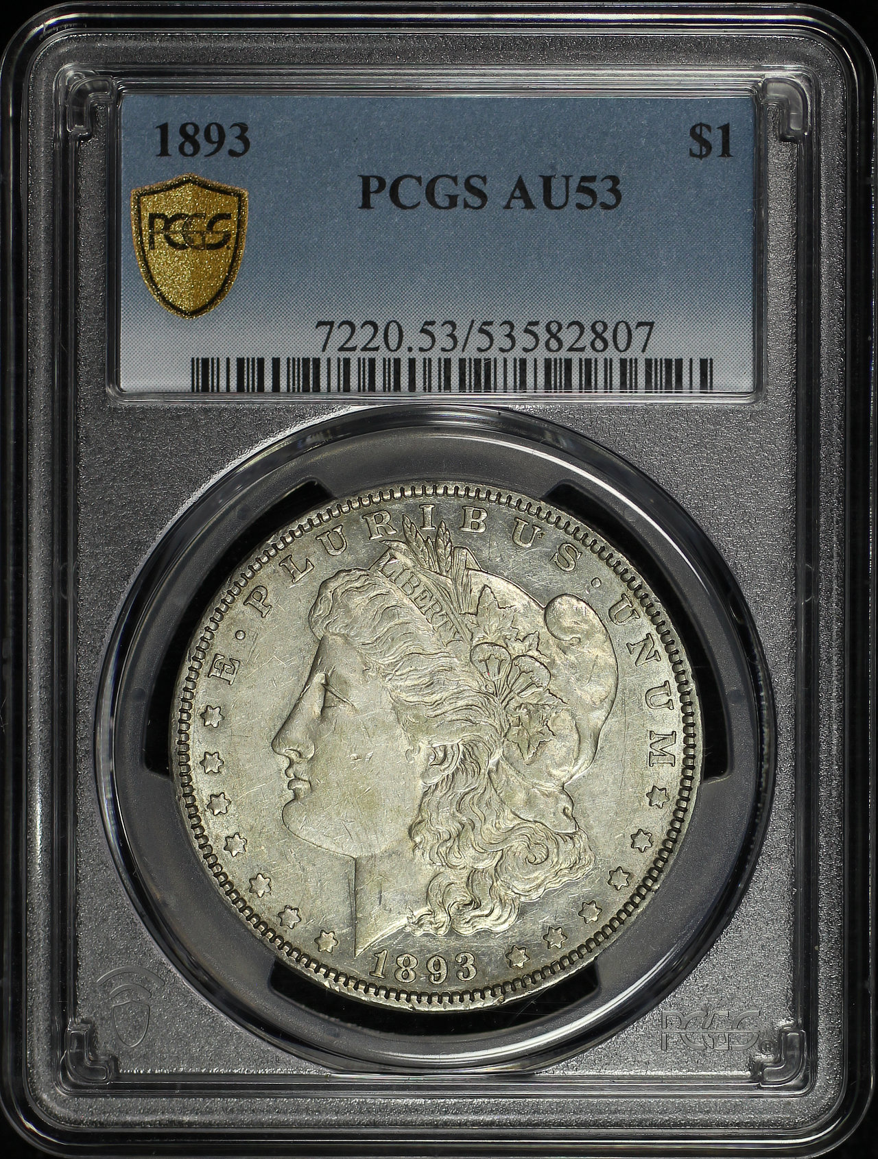 Obverse of this 1893 Morgan Dollar PCGS AU-53