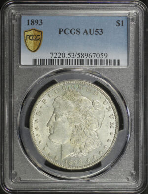 Obverse of this 1893 Morgan Dollar PCGS AU-53