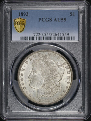 Obverse of this 1893 Morgan Dollar PCGS AU-55