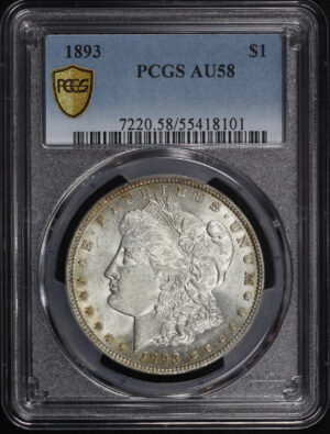 Obverse of this 1893 Morgan Dollar PCGS AU-58