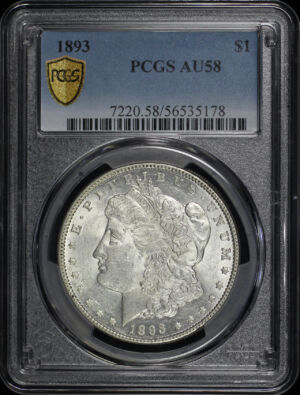 Obverse of this 1893 Morgan Dollar PCGS AU-58