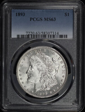 Obverse of this 1893 Morgan Dollar PCGS MS-63