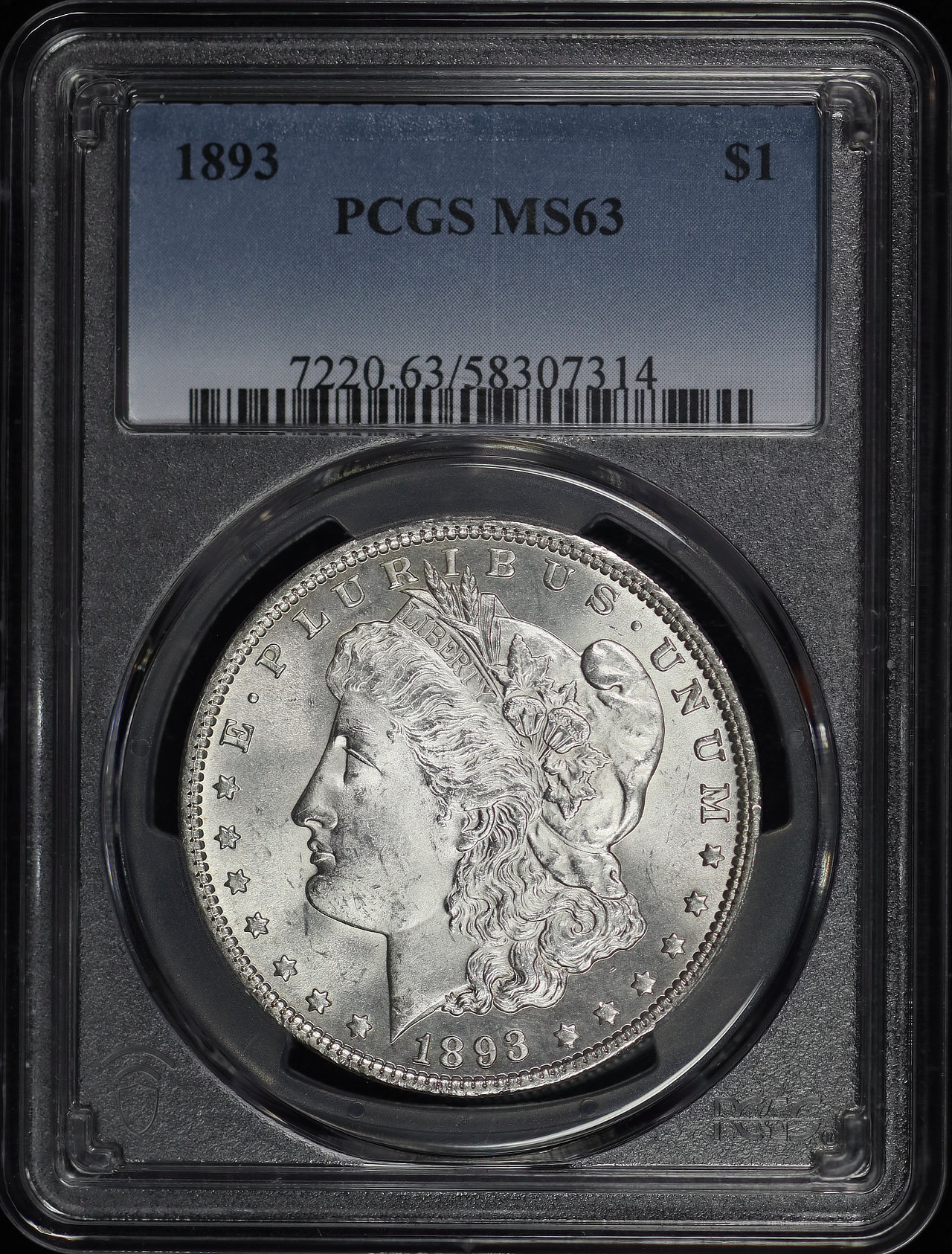 Obverse of this 1893 Morgan Dollar PCGS MS-63