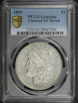 Obverse of this 1893 Morgan Dollar PCGS XF Details Cleaned