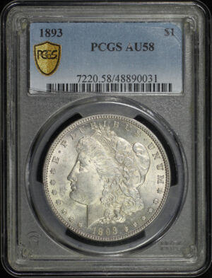 Obverse of this 1893 Morgan Dollar PCGS AU-58
